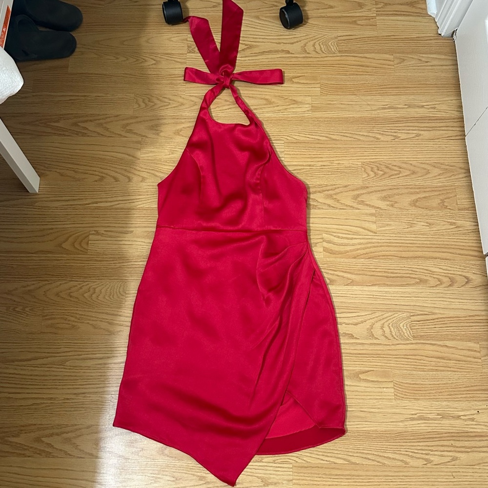 DO+BE Pink Silk Halter Dress